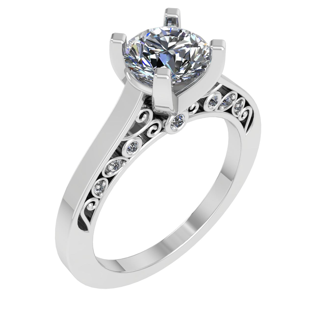 ACCENTED CATHEDRAL 6.50mm ROUND ENGAGEMENT RING